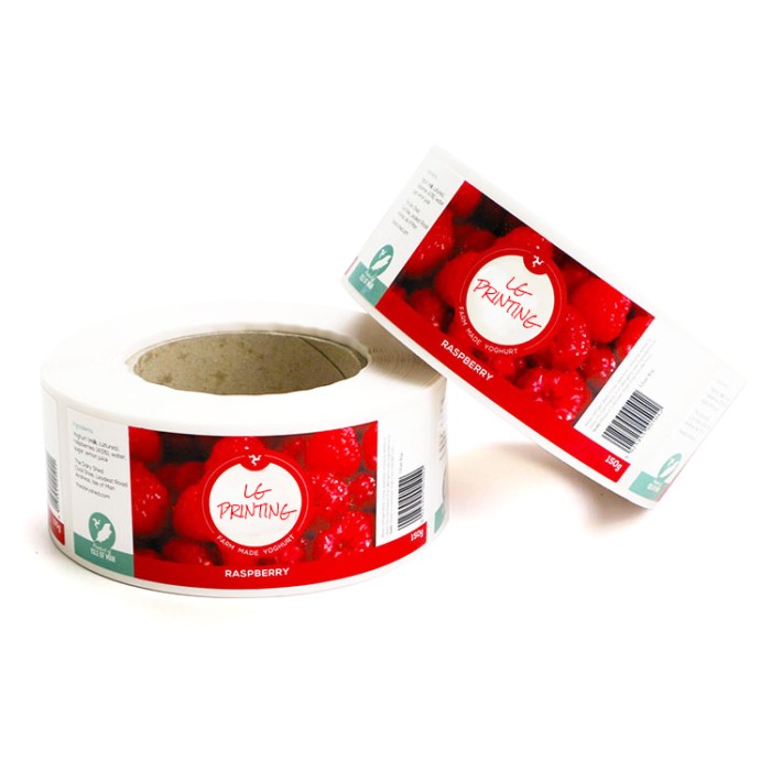 Vinyl self-adhesive label stickers for food packaging