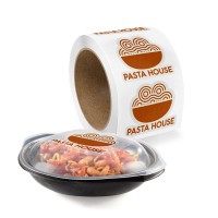 Roll shaped adhesive food label