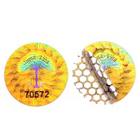 Honeycomb material holographic adhesive label